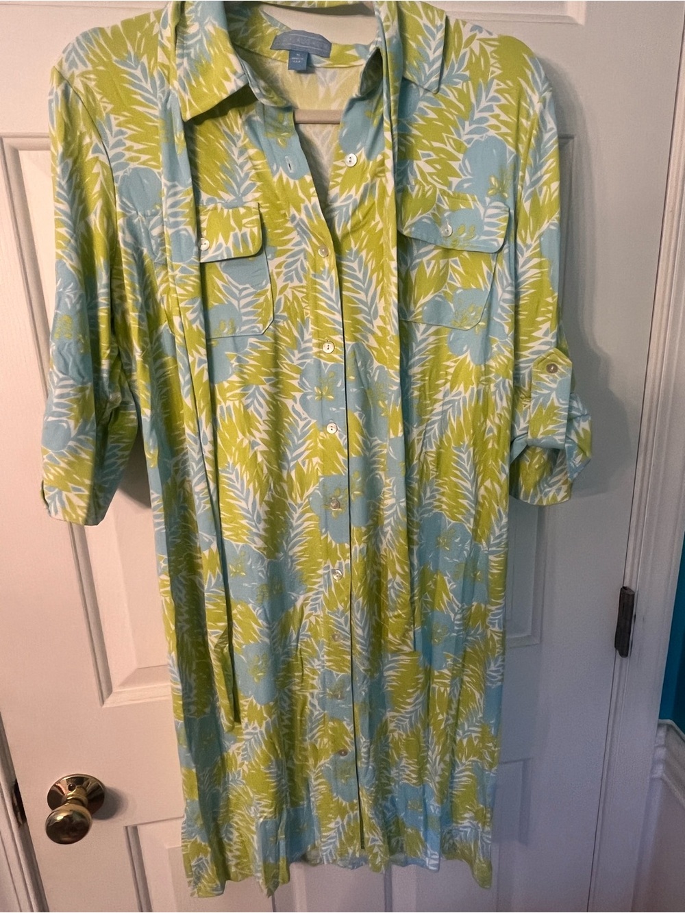 J McLaughlin M Light Blue & Lime Floral Button-Front Women’s Dress Belt